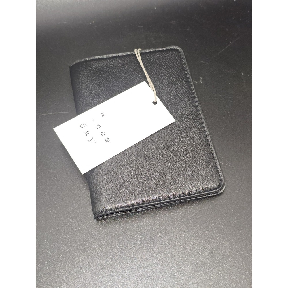 A New Day Black Pebbled Passport Wallet New With Tags
